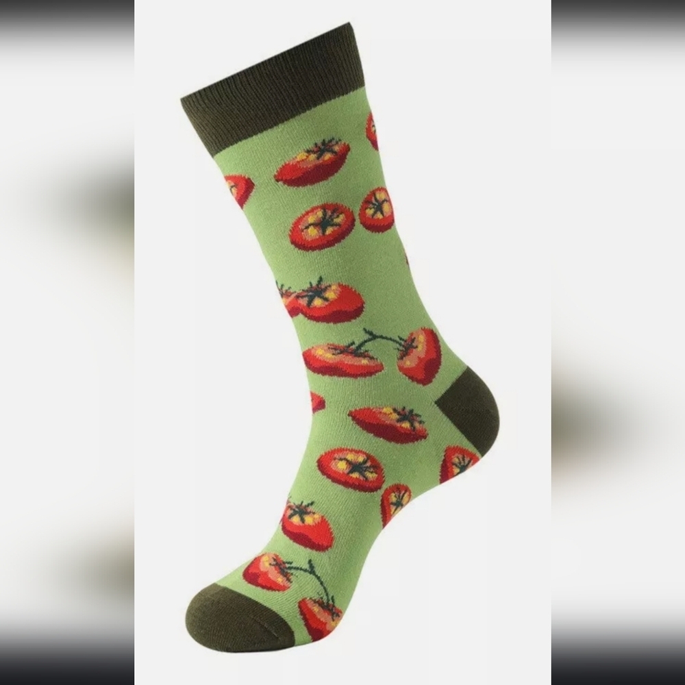 Tomato Theme Novelty Fashion Socks Crew Socks New Green & Red